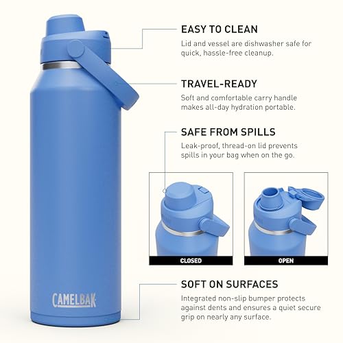 Image of CamelBak Thrive Chug Insulated Stainless Steel Water Bottle, Cold Retention with High Flow Lid for Everyday Hydration and Active Use, 40oz, Sky Blue