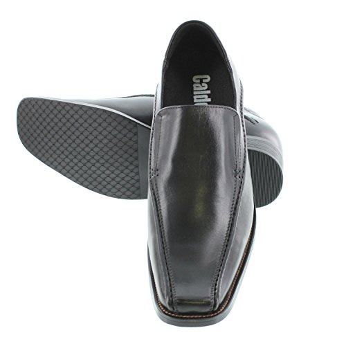 Calden Men's Invisible Height Increasing Elevator Shoes - Black Premium Leather Slip-on Lightweight Formal Dress Loafers - 2.6 Inches Taller - MD370 - Size 9 D(M) US4