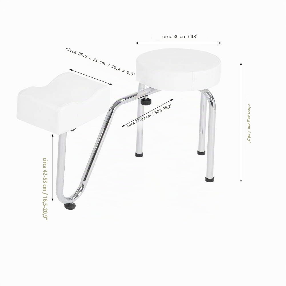 SGABELLO POGGIAPIEDI PER ESTETISTA REGOLABILE IN ALTEZZA PEDICURE PROFESSIONALE, poggiapiedi Regolabile per Manicure Pedicure, Poggia Piede Pedicure Estetista Fisioterapia Tatuaggi(Bianco)