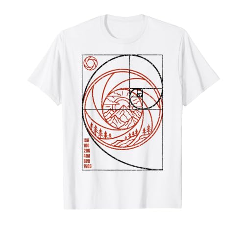 Image of Photographer Camera Shutter Fibonacci Spiral Photography Value Graphic T-Shirt, Men, White, L