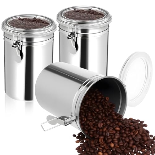 EupHHonycs 3 Pack Stainless Steel Canister Set Kitchen Airtight 62 oz Container Sets with Lids and Clamp Metal Containers for Coffee Sugar Flour Tea Spice