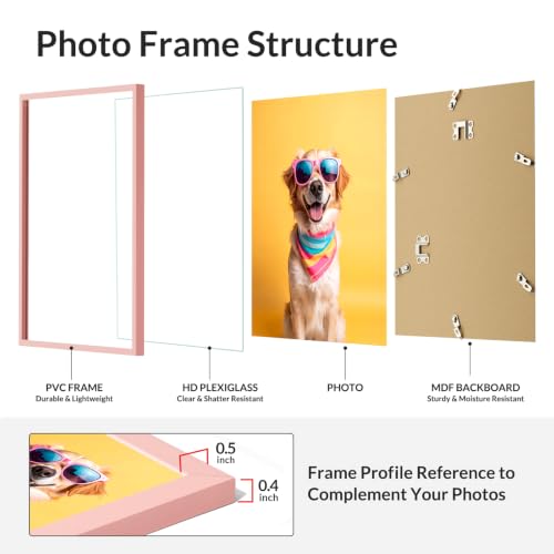 Image of LaVie Home 8x10 Picture Frame for Wall Display, 8x10 Pink Picture Frame with HD Plexiglas, 8 x 10 Poster Frame 1 Pack, Display Frame for Vertical or Horizontal, Classic Collection