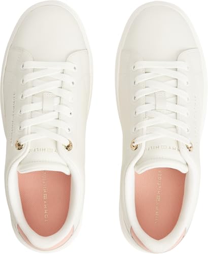 Tommy Hilfiger Damen Cupsole Sneaker Feminine aus Leder, Elfenbein (White/Porcelain Pink), 38 – Ansicht 3