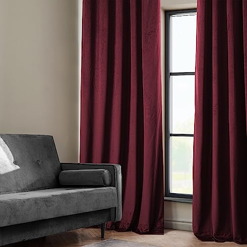 HPD Half Price Drapes Heritage Plush Velvet Curtain (1 Panel), Polyester Blend, Dark Merlot, 50 in x 96 in - Image 4