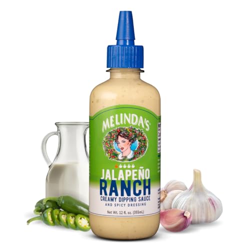 Melinda’s Jalapeño Ranch - 12 oz, 1 Pack - Spicy Ranch Sauce, Hot Creamy Sauce With Jalapeño Peppers - Perfect for Wings, Pizza, Fries, Sandwich