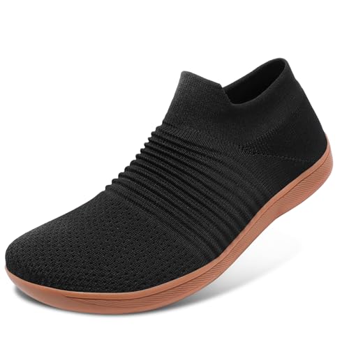 ELAPHURUS Damen Herren Barfußschuhe Unisex Breite Atmungsaktiv Schuhe Barfusslaufschuhe Leicht Casual Walkingschuhe,Schwarz,43 EU