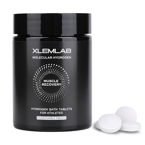 XLEMLAB Hydrogen Bath Bombs Tablets H2 Tablets with Magnesium for Muscle Recovery H2 Water for Body Soak Molecular Hydrogen Nano Bubbles for Athletes Gift for Men 80 Count 15 Uses