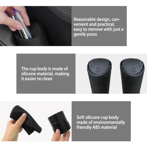 Image of 1 PC Car Trash Can with Lid, 6.29 inch x 2.55 inch Portable Trash Can, Waterproof Mini Storage Box, Multifunctional Vehicle Decoration, Universal for Most Cars, Trucks, SUVs, Vans (Black)
