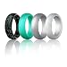 Egnaro Silicone Wedding Ring for Women,Rubber Rings,Comfortable fit,No-Toxic,Skin Safe (Glitter Pink,Glitter Green,Glitter Black,Black, Light Grey,Rose Red, Green, 4.5-5 (15.7mm))