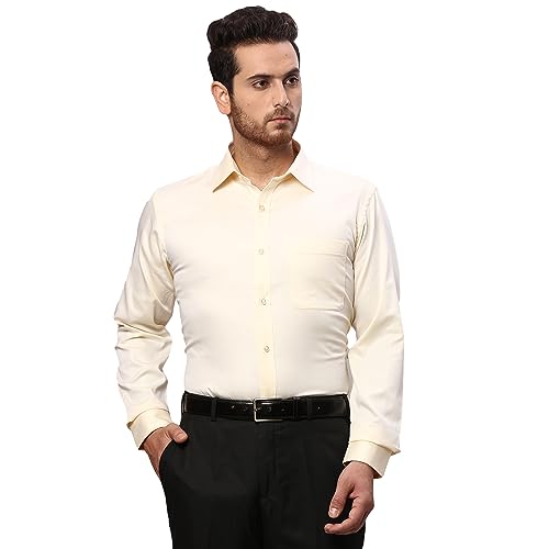 Image of Raymond Men Slim Fit Dobby Pattern Pure Cotton Semicutaway Collar Full Sleeve Formal Shirt