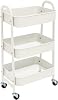 Beauty 3-Tier Metal Storage Trolley On Wheels Space Saving And Durable Rolling Cart For Kitchen Makeup Bathroom Office Trolley(White)
