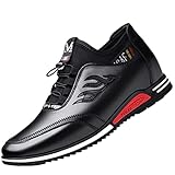 [GUREITOJP] スニーカー 背が高くなる靴 メンズ シークレットシューズ 蒸れない フラット レザー 大きいサイズ 通気性 カジュアル スケートボードシューズ ソフト 厚底 男性 スポーツ おしゃれ 歩きやすい 26.5 cm