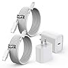[Certificado MFi de Apple] Cargador rápido para iPhone de 10 pies, cargador de Apple extra largo de carga rápida, paquete de 2, bloque de cargador USB C + cable Lightning de 10 pies para iPhone 14/Pro
