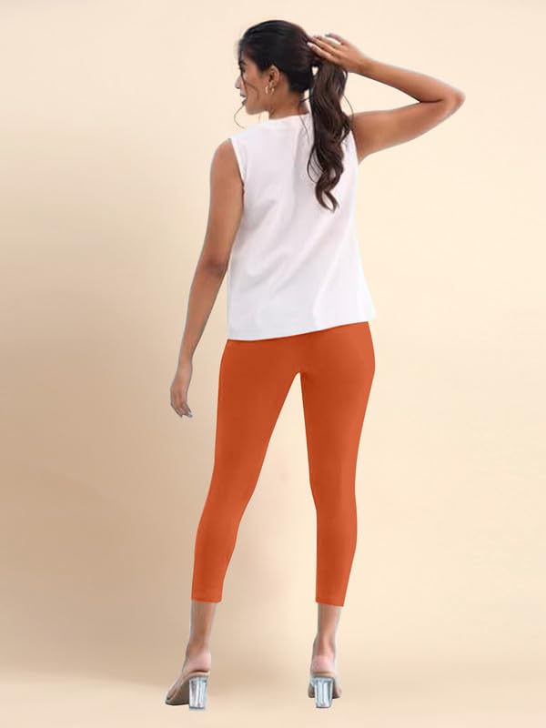 Image of TRENDMALLS Women's Microfiber Elastane Stretch Soft Cropped Leggings with Ultrasoft Waistband for Women