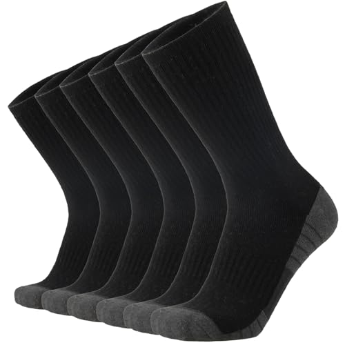 Image of ONKE Athletic Work Socks for Men Women Heavy Cushion Crew Moisture Wicking | Cotton, Max Full Cushion, Odor Control, Breathable, Comfortable, Durability, Anti Blister, Arch Support, Size M /L /XL 3 /6 Pack