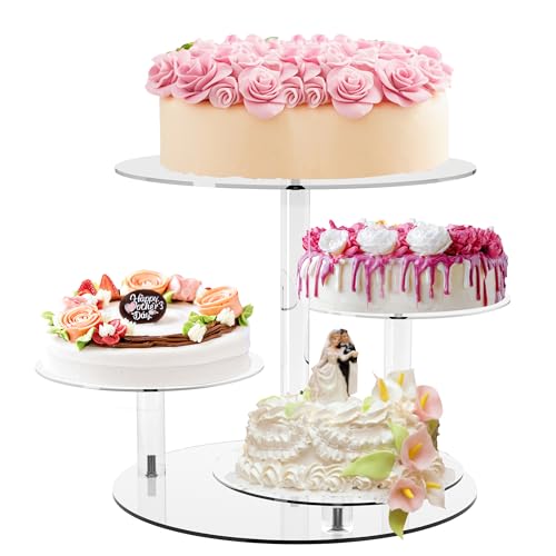 YestBuy Cupcake Stand, Round Cake Stand, 4 Tier Cupcakes and Cakes Comb for 8-12 Inch Cakes, Tiered Cupcake Tree Tower, Clear Dessert Display Stand for Dessert Table Wedding Birthday Party