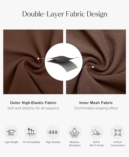 Popilush Shapewear Romper Shorts Romper for Women Bodycon Jumpsuit Workout Romper Racerback Brown M - image 5