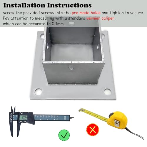 Protector de poste de hierro galvanizado, montaje de hormigón grueso para valla de jardín, cubierta, pasamanos de porche, barandilla y placa de valla