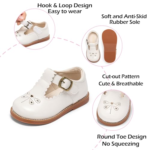 Image of PHIRAMIN Toddler Flower Girl Dress Shoes - Little Girl Mary Janes Flats Wedding