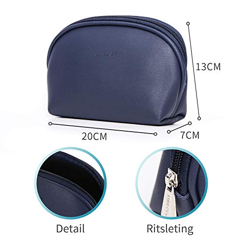 Image of MINISO Simple Semicircle Cosmetic Bag Portable Makeup Pouch for Women Multifunctional Travel Storage Toiletry Bag, Dark Blue