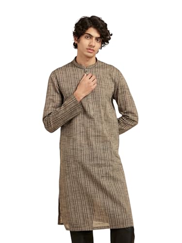 Image of DIWAS BY MANYAVAR Men's Cotton Self Design Stripes Kurta (1pc)