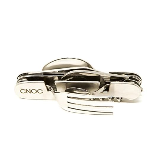 CNOC Práctico 9en1 Cubiertos Acampada I Cubiertos Acero Inoxidable I Cubiertos para cámping Plegable I Cubiertos Camping | Juego de Cuberteria para Acampada - Utensilios Camping - 9 Funciones