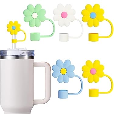 AMAZON - 5Pcs Straw Cover Cap for Stanley Cup,Silicone Straw Topper Compatible with 30&40 Oz Tumbler with Handle,Straw Tip Covers 10mm for Stanley Cups Accessories