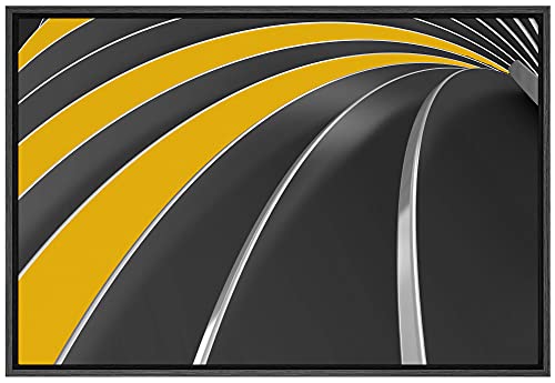 SIGNLEADER Framed Canvas Print Wall Art Twisting Yellow & Black