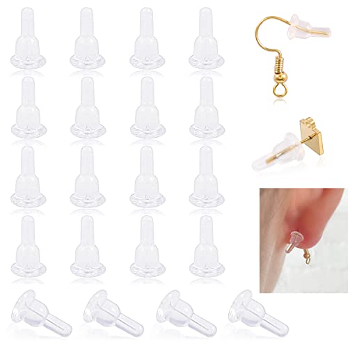 20Pcs Soft Clear Safety Back Pads Silicone Earring Stoppers Answering A Phone Or Hugging And Sleep More Comfortable #TOP28