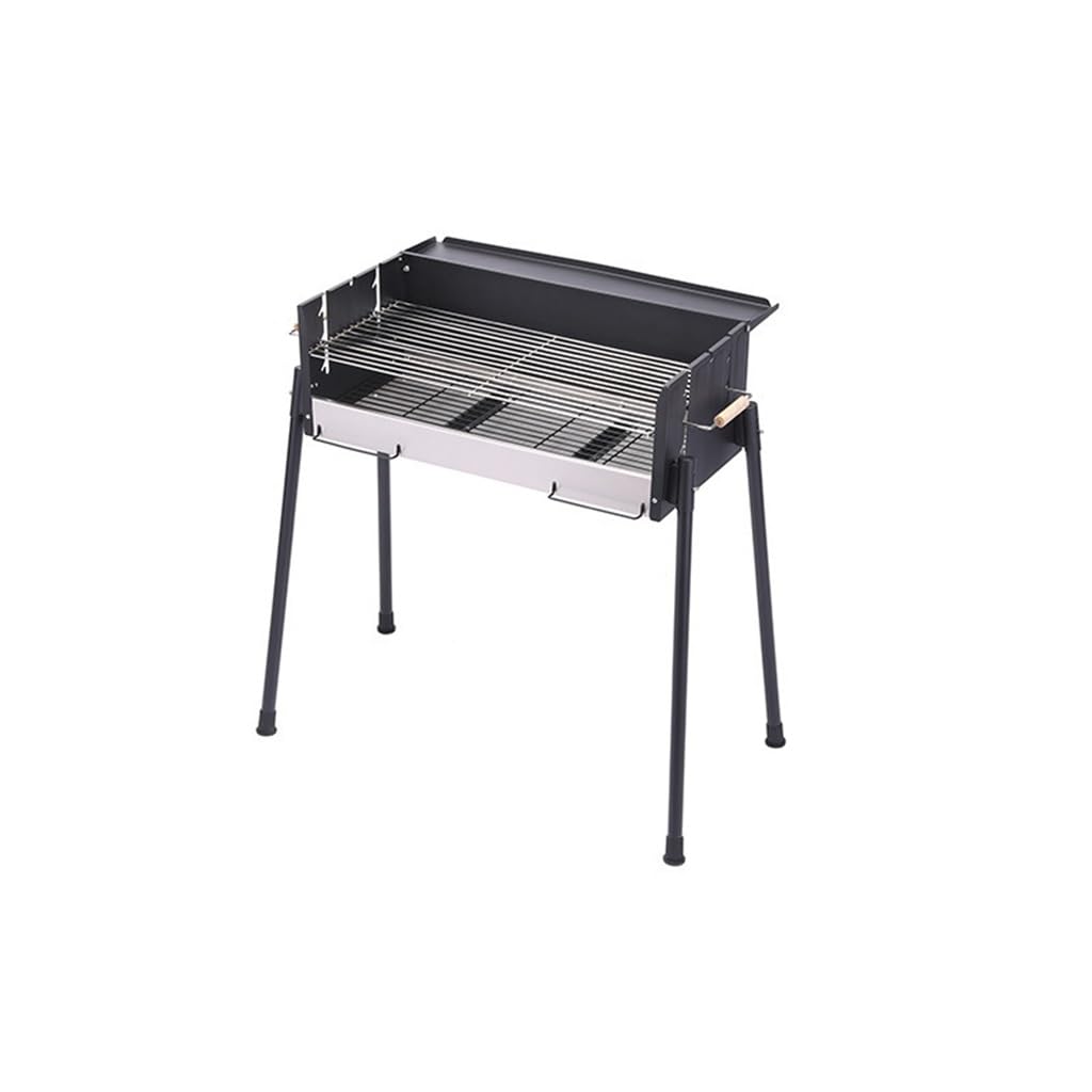 Parrilla para Barbacoa, Barbacoa para Exteriores, Barbacoa para el hogar, Parrilla de carbón Plegable, Tenedor, Utensilios para Barbacoa, Pescado a la Parrilla, Gris CLAR