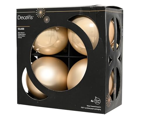 Kaemingk Weihnachtskugeln Glas 10cm 4 Stück - matt & glänzend - Große Christbaumkugeln Weihnachtsbaumkugeln für Weihnachten - Christbaumschmuck & Weihnachtsbaumschmuck - Perle