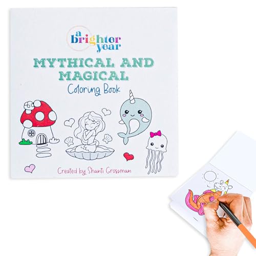 A Brighter Year Adult Mini Coloring Book Premium Pocket Size 3x 3 Travel Coloring Book Thick No-Bleed Paper 50 Pages Lay Flat Binding Stress Relief & Mindfulness - Mythical & Magical Edition