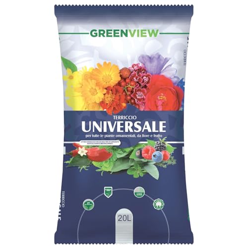 Green-View Terriccio Universale 20 L | Substrato Pronto All’Uso con FibraGreen, Concime NPK, Pomice, Inoculo Micorrize | Ideale per Piante Ornamentali, da Fiore e Orto