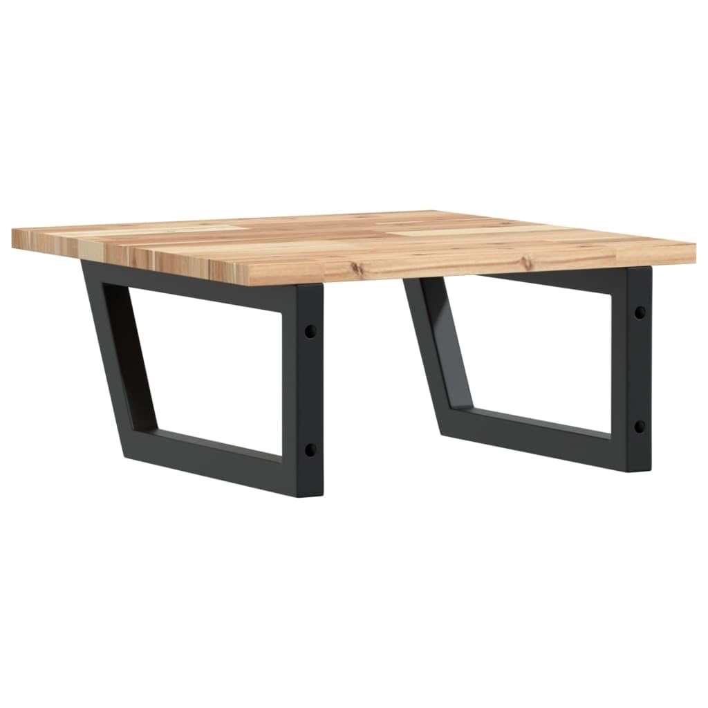 Estantería para lavabo de pared de acero y madera de acacia, 50 x 50 cm, con soporte trapezoidal para muebles de baño, espacio de almacenamiento y estante, soporta hasta 100 kg, diseño moderno
