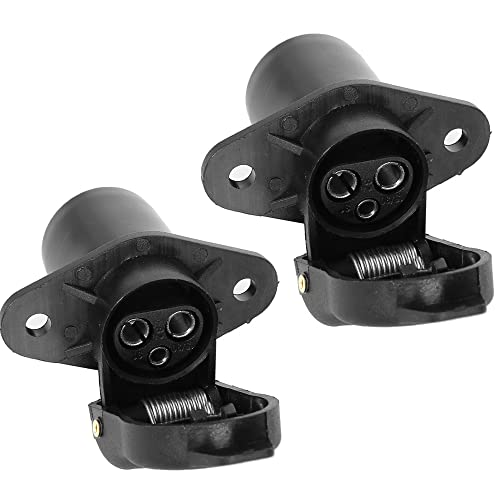 DARKGUARD 2 piezas Zócalo 3pines Tractor 12v 24v,DIN 9680,Impermeable,Enchufe Remolque 3Pines Hembra,Adaptador Zócalo Remolque 3Pines Conector para Agrícola Camión RV Autos Barco (Zócalo S22)
