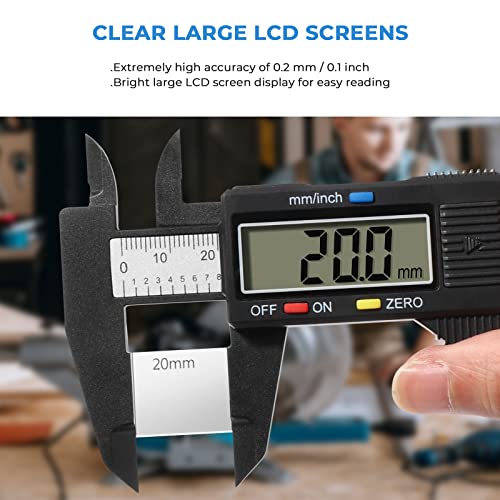 Image of Vinabo Digital Vernier Caliper 150 mm /6 Inch Digital Caliper Measuring Tool with Large LCD Display for External, Internal, Depth and Pitch Measurements