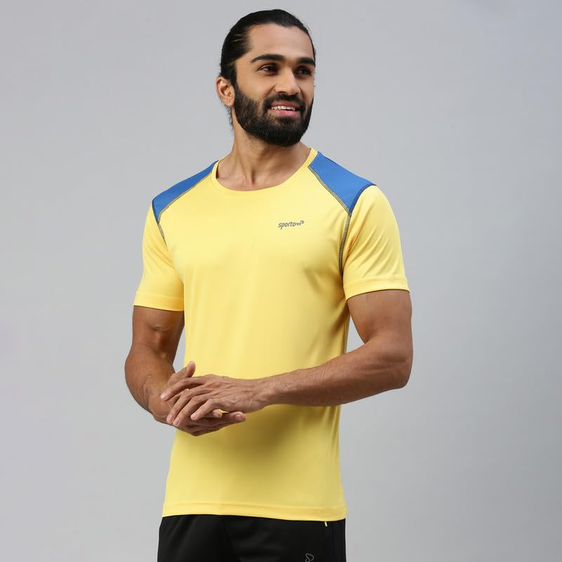 Image of sporto Men's Fast Dry Micro Fiber Solid Regular T-Shirt Half Sleeve|Charcoal