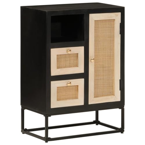 Buffet noir 55 cm commode bois massif de mangue armoire d'appoint industrielle