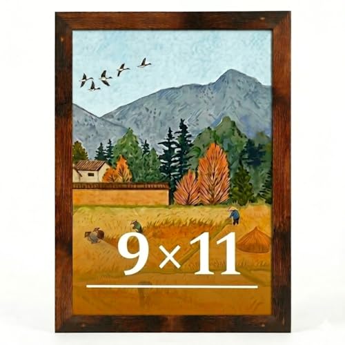 Veleclo 9x11 Picture Frame for Wall Display 9x11 Brown Picture Frame with Shatter Resistant Plexiglass Stable and Sturdy 9 x 11 Poster Frame for Wall Display Handpicked Gift Collection 1 Pack