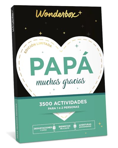 Wonderbox - Caja Regalo - Papà Muchas Gracias - 5000 actividades - Visitas a Bodega con Catas de Vino, Clases de Surf, Degustación de Tapas Caseras - Regalo perfecto para el Día del Padre Wonderbox - Caja Regalo - Papà Muchas Gracias - 5000 actividades - Visitas a Bodega con Catas de Vino, Clases de Surf, Degustación de Tapas Caseras - Regalo perfecto para el Día del Padre