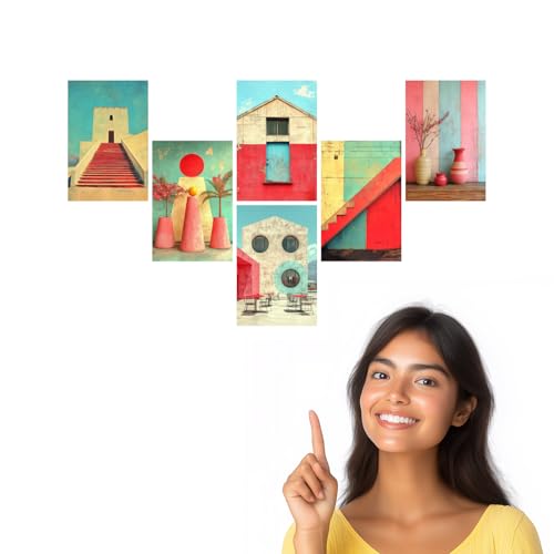 Image of SiddArtify Architectural Wall Art Poster Print Set - Modern Building Photo Decor for Living Room Office - Set of 2-4x6 Inch - Board (Pack of 6) - Sticker (Pack of 6)