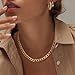 Moodear Gold Necklace for Women Chunky 14K Gold Plated Chain Necklace Cuban Link Chain Choker Necklace for Women Trendy Fashion Jewelry