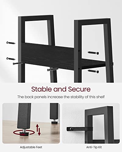 Image of VASAGLE Bookshelf, 5-Tier Narrow Book Shelf, 11.8 x 13.3 x 66.9 Inches, Ladder Shelf for Home Office, Living Room, Bedroom, Kitchen, Ebony Black and Ink Black ULLS109B56