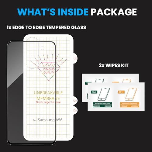 Image of ArmourPro Tempered Glass Compatible for Samsung Galaxy A56 5G (6.7 Inch) With Back Nano Membrane, Edge-to-Edge Protector Coverage With Easy Cleaning Kit | Black