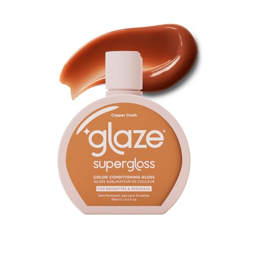 Glaze Supergloss Color Conditioning Gloss Hydrating Semi-Permanent Color Hair Gloss & Shine Boost Color Depositing Mask - Vegan Cruelty-Free 190ml - Copper Crush - Bright Copper