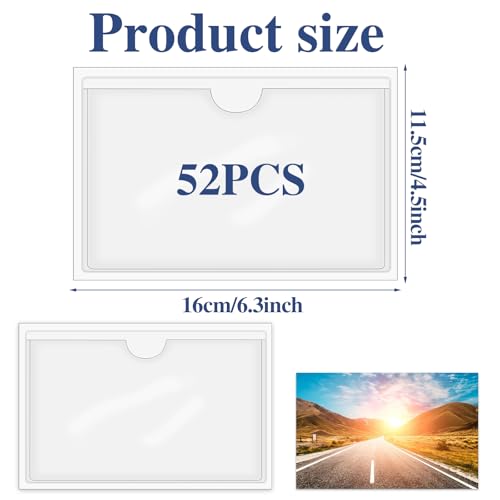 52 Pcs 4" x 6" Self Adhesive Index Card Pockets Label Pockets with Top Open by BESARME - Used condition - Image 2