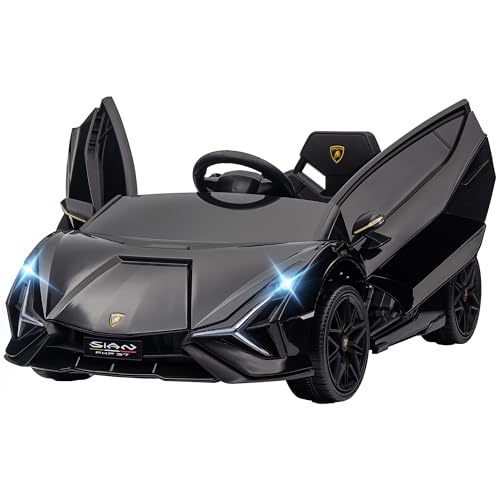 Aosom 12V Ride on Car, Lamborghini SIAN Licensed Battery Powered Electric Car for Kids with Remote Control, Horn, Music, & Headlights, Black