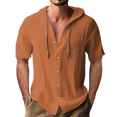 Camisas de manga corta para hombre, camisa casual de lino blanco, sudaderas con capucha para hombre, camisetas de playa, camisas de lino con botones, camisetas vintage de algodón, ropa de gimnasio