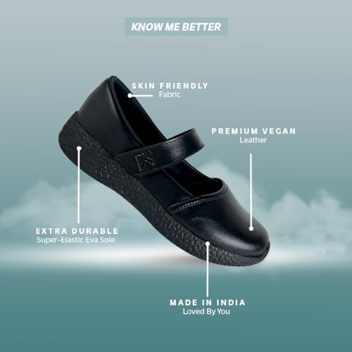 Image of KazarMax Girls Black Mary Jane Ballerina Sporty|Uniform|School Shoe