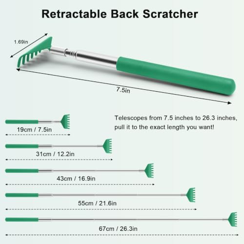 Image of HOFASON Back Scratcher 6 Pack, Stocking Stuffers for Men Adults Women Teens | Christmas Small Bulk Gifts for Men Women Teens, White Elephant Gag Birthday Gifts, Party Favors Prizes for Adults (Green)